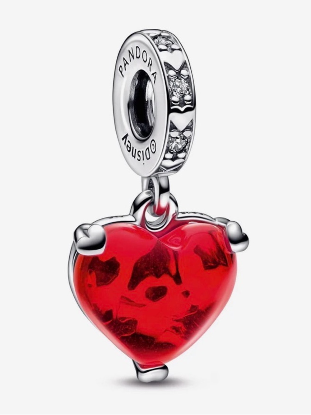 Disney Pandora Mickey Minnie Kiss Red Murano Glass Dangle Charm 792522C01